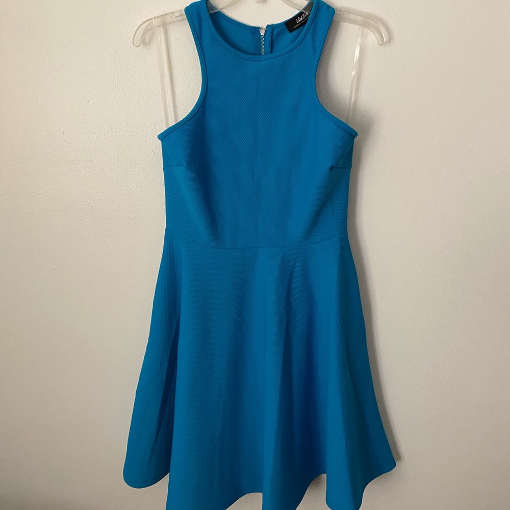 Blue Sleeveless Dress with Pockets